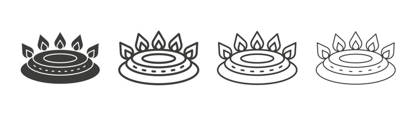 Fire burner line icon vector illustration set.