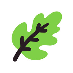Fototapeta premium Simple cartoon green leaf with black vein detail