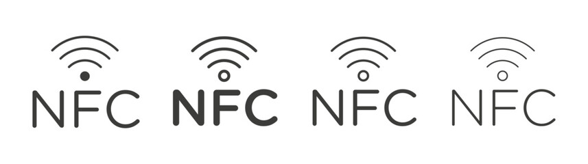 Nfc line icon vector illustration set.