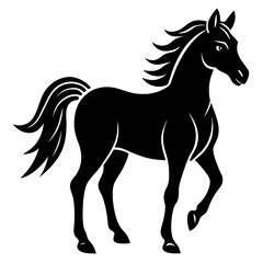 Obraz premium Black and white illustration of a horse Silhouette vector icon on white background
