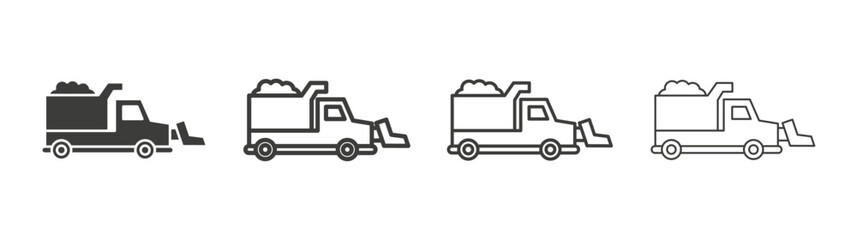 Snowplow line icon vector illustration set.