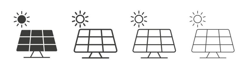 Solar panel line icon vector illustration set.