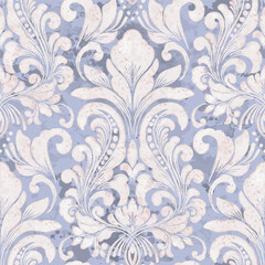 Damask seamless watercolor pattern element. Vector classical luxury old fashioned damask ornament, vintage seamless texture for wallpapers, textile.