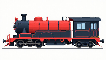Obraz premium Steam locomotive vector illustration for vintage transport and railway themed designs