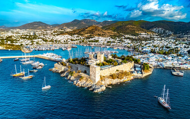 Aerial view of Bodrum in Mugla Province, Turkey