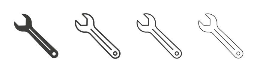Wrench line icon vector illustration set.