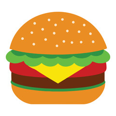 Burger and fries with cheese and lettuce on a white background
