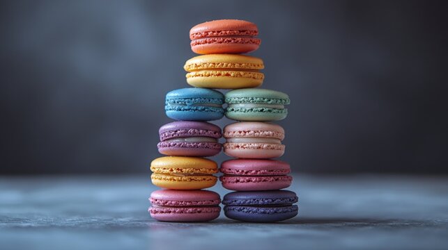 Colorful Macaron Tower French Pastry Delicious Sweet Treats Stack of Macarons Dessert Bakery