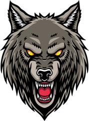 Vector Cartoon Hand Drawn Angry Werewolf Head