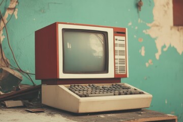 Retro computer technology in vintage setting