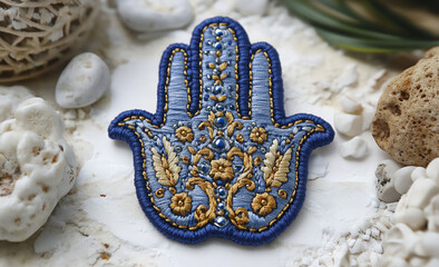 a hamsa hand embroidery design on a white background,
