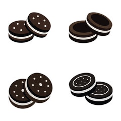 Fototapeta premium Set of Round Buttons and Cookies Illustration with Different Types of Bread