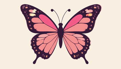 Pink butterfly vector illustration for nature websites, wildlife blogs and decorative design