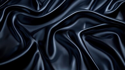 Obraz premium Exquisite black silk fabric flowing gracefully with a glossy finish ideal for fashion creations
