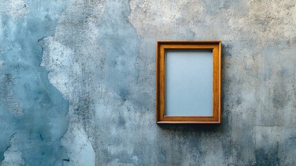 Wooden frame on cement wall for your design work.