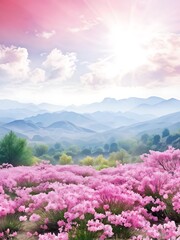 Obraz premium Pink Flowers Blooming in a Mountain Meadow
