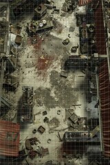 Battlemap: Supermarket Ruin Post Apocalyptic Landscape for RPG Games