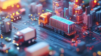 Autonomous Truck Delivers Cargo on Digital Circuit Board