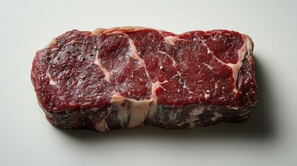 Fototapeta premium Raw Ribeye Steak Marbled Beef Seasoned with Peppercorns Ready for Cooking Gourmet Meat