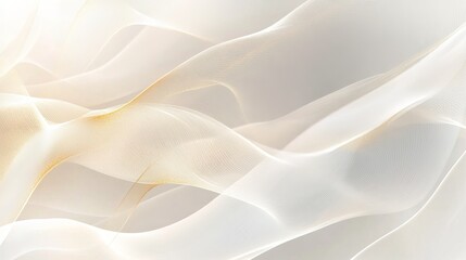 Obraz premium Elegant White and Gold Abstract Wave Background Design Modern Luxury Premium Texture Digital Art Soft Subtle Flowing Lines Graphic Resource High 