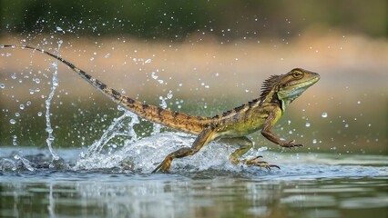 Water Dragon Running on Water