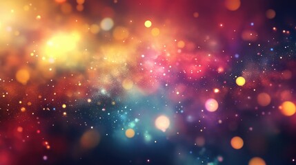 Obraz premium Vibrant Colorful Background with Blurry Lights, Bokeh Effects and Starry Appearance for Design Projects