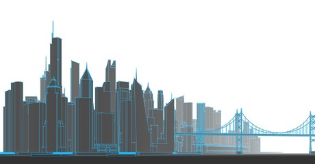 modern city panorama 3d illustration