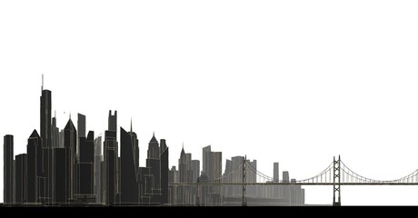 Obraz premium modern city panorama 3d illustration