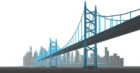 modern city panorama 3d illustration