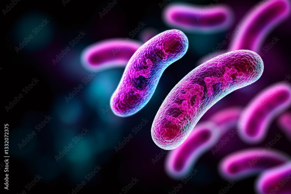 Poster Microscopic view of rod shaped bacteria showing internal structures