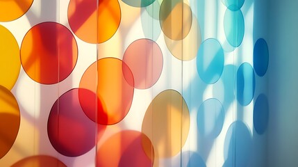 Colorful polka dot curtain with sunlight