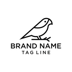 Simple perched bird logo. Minimalist line art with subtle detail. Perfect for nature, travel, or design brands. Clean, vector-based icon.