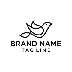 Elegant bird logo. Minimalist line art design. Perfect for nature, beauty, or wellness brands. Clean, vector-based icon.
