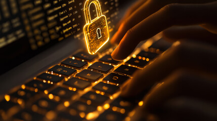 Protecting data through encryption on a laptop at night in a digital environment