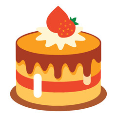 Delicious birthday cake with chocolate, strawberries, and cherries, decorated with cream and sugar, perfect for a celebration or party