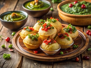 Spicy Pani Puri Plate: A Culinary Delight - Stock Photo