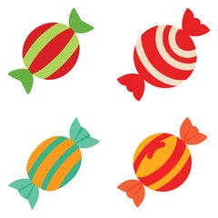 Colorful Set of Candy Canes and Candies Seamless Pattern Illustration