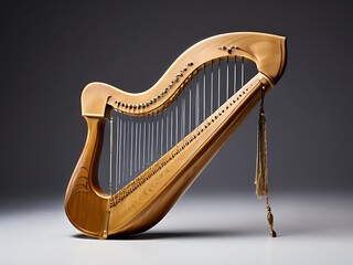 Obraz premium A Golden Harp on a Gray Background