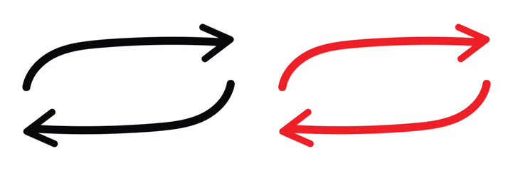 Two Circular Arrows icon Indicating a Looping Action vector on white background