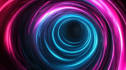 Colorful concentric neon circle with a futuristic glow, creating a mesmerizing multicolor RGB swirl effect. Abstract 3D rendering of a vibrant, wavy, and dynamic spiral pattern