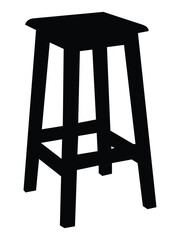 Wooden stool, wood Stool silhouette vector on white background