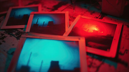 Obraz premium Set of square instant photos, various angles, textures , colorful, digital