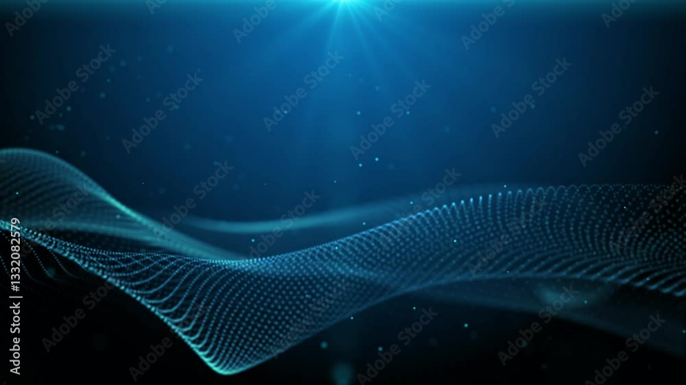 Poster blue smooth futuristic abstract waving shape evolving in a seamless loop. elegant abstract technolog