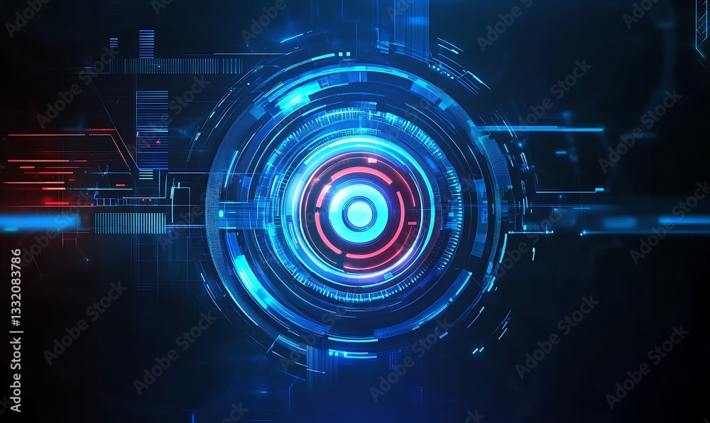 Poster tech futuristic technology background with power button. abstract technology ui concept with futuris