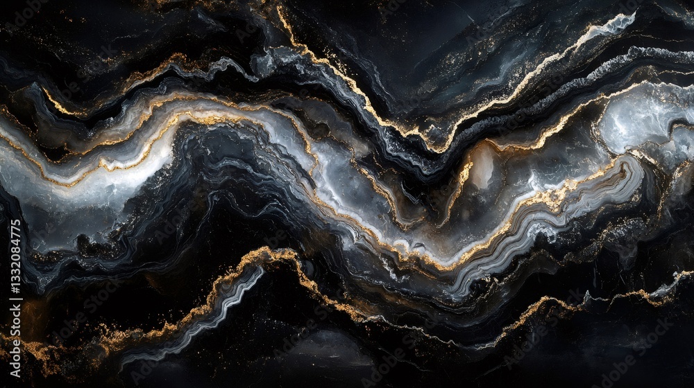 Poster black and gold marble texture creating a luxurious and elegant background