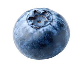 A crisp, vibrant blueberry fruit isolated on a white transparent background, perfect for e-commerce