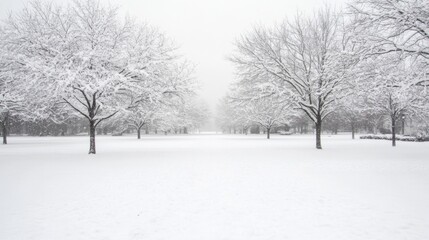 Fototapeta premium Snow Covered Trees in Winter Park Landscape