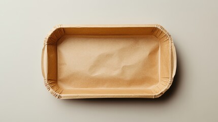 Unused Rectangular Brown Paper Tray with No Food Items Inside