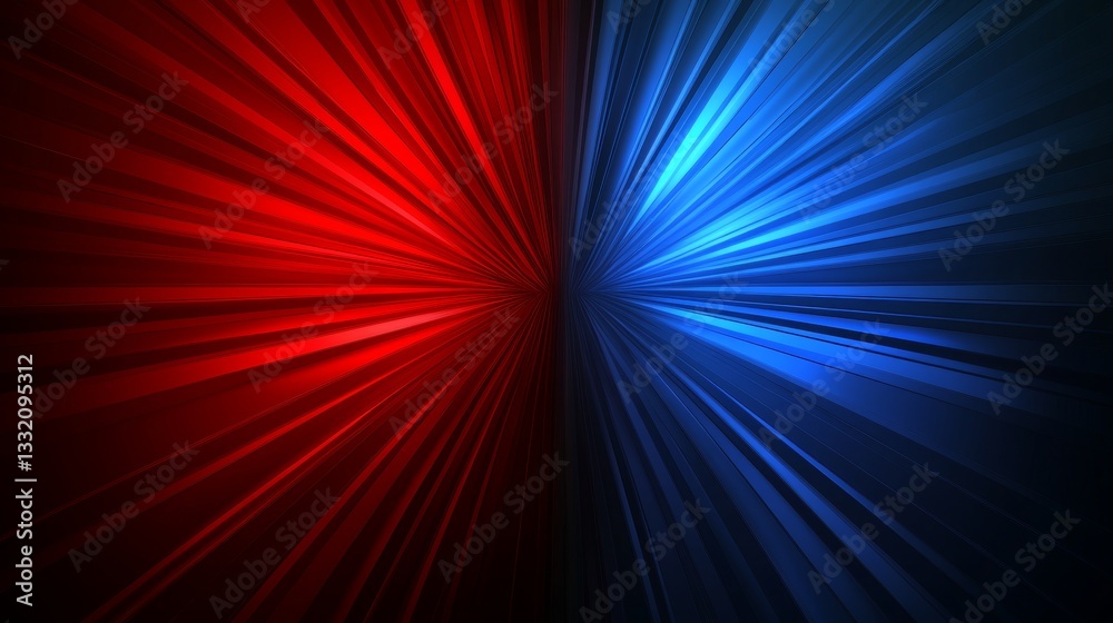Poster dynamic abstract background with intersecting red and blue light rays creating an energetic and futu