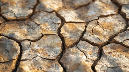 Dry cracked soil is suffering from drought and lack of water
